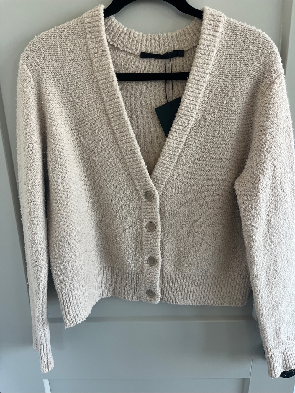Jenni Kayne Cozy Cream V-Neck Button Cardigan Sweater wool small excellent con